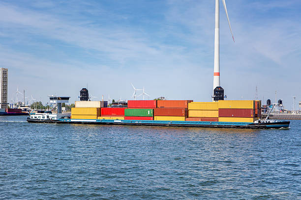 istock Port of Antwerp - barge on River Scheldt 2247131715
