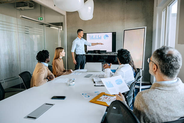 istock Man holding meeting at modern board room 2247136719