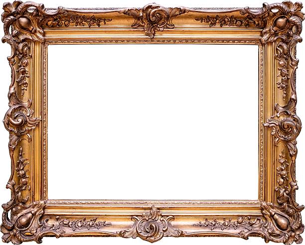 Vintage wooden frame for paintings, photos, or a design element. Transparent background. Real photo.