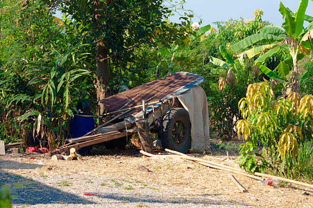 Agricultural machinery on thai farm in rural area of village Parangmee in Phitsanulok province