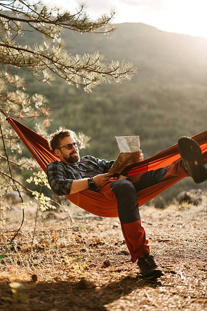 istock Happy adult man resting in hammock 2247146880