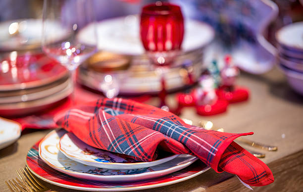 istock Table served for Christmas dinner. Holiday concept 2247156396