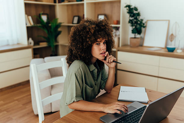 istock Woman working remotely thinking contemplating new ideas 2247157423