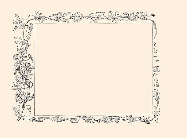 DESIGN ELEMENT :19th-century floral frame (c. 1860-1890), very elegant and airy.The plant running all around the border is clematis .►Clematis was one of the favourite flowers of the Romantic and Second Empire periods, symbolising passionate attachment (because it clings and twines around everything) and delicate beauty. It appears everywhere in wallpapers, fabrics, jewellery, and engraved borders of the time. A light, graceful.►This 19th-century frame is perfect for vectorization.►VINTAGE ETCHING circa mid 19th century. Digital restoration by Pictore. Authentic illustration free of AI