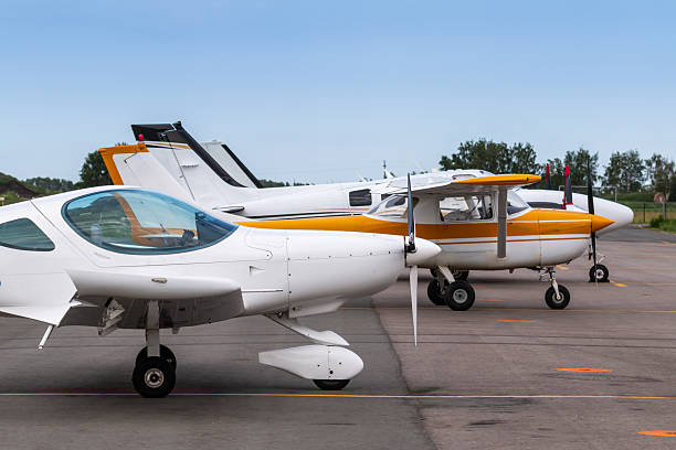 istock Small private airplanes parked at the airfield 2247161865