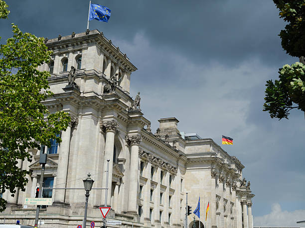 Historic Government Building Before The Storm, Germany.