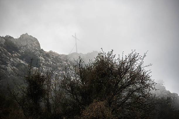fog hanging in the autumn mountains of Lebanon in the region of Jezzine