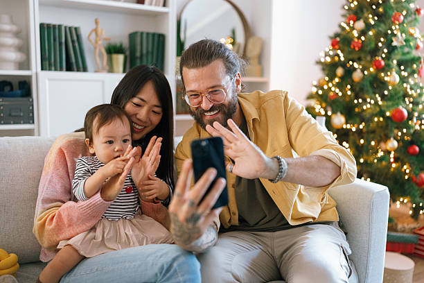 istock Family Video Call During Christmas Celebration 2247168141