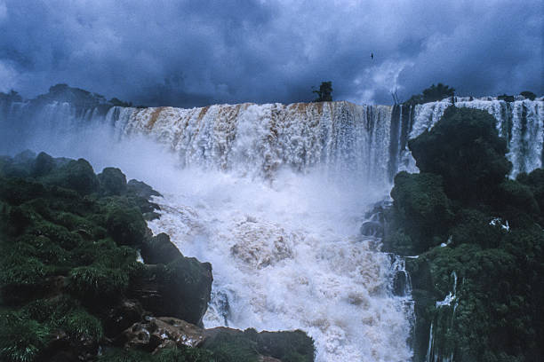 The immense range of waterfalls. Beautiful scene with blue sky. The rainforest always green.