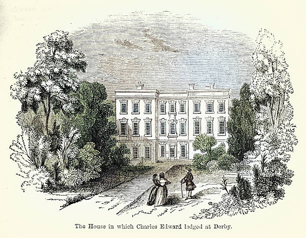 The House in which Bonnie Prince Charlie lodged at Derby, English British History, 18th Century, Vintage illustration