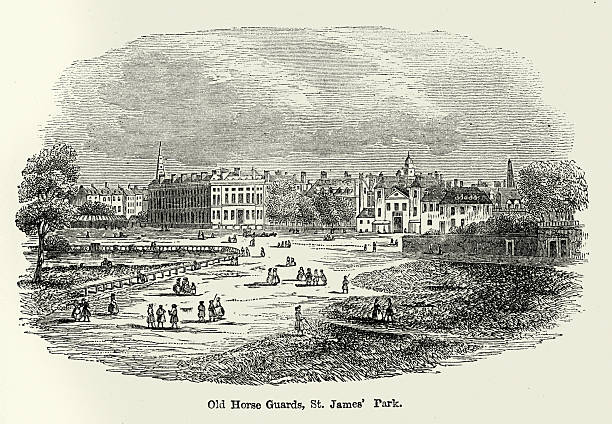 アンティーク版画 リトグラフNEW PALACE ST JAMES PARK 40+ St James Park London Stock Illustrations, Royalty-Free Vector