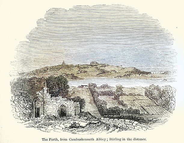 istock View of the Forth river from Cambuskenneth Abbey, British History, 18th Century, Vintage illustration 2247179809