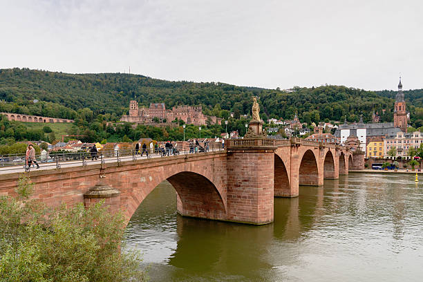 Tourists on the Karl Theodor Bridge in Heidelberg, Baden-Wurttemberg, Germany. September 29, 2024.