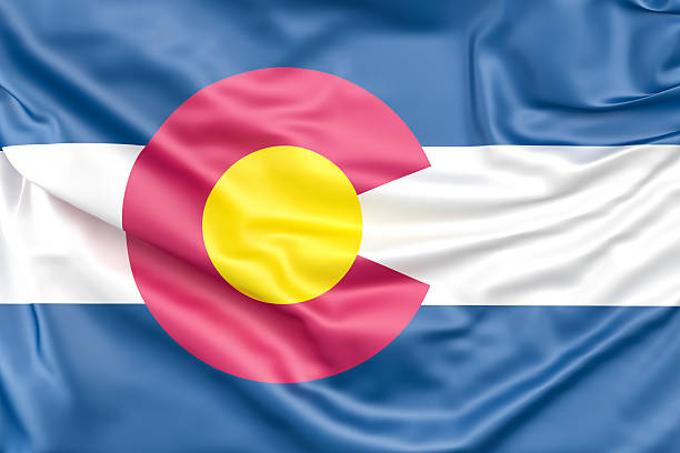 Waving flag of Colorado with its symbolic colors, blue, white, red and yellow. 3D Rendering