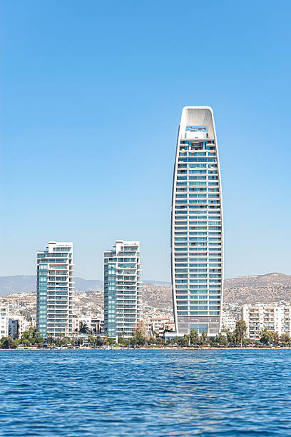 istock Modern skyscrapers standing tall on seafront with blue sky. Limassol, Cyprus 2247191534