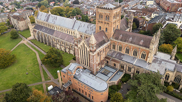 istock Aerial Drone View of St. Albans Cathedral, England, Historical Architecture 2247194268