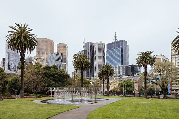 MELBOURNE, AUSTRALIA - OCT 18 2025: Melbourne's famous Parliament Gardens on Spring St in Melbourne, Victoria, Australia