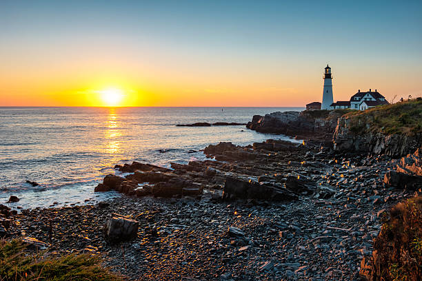 Portland Head Light in Portland, Maine, USA at sunrise