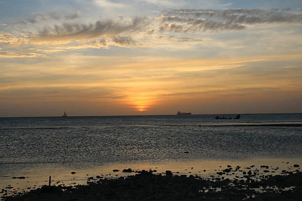 Beautiful beach at sunset in Aruba