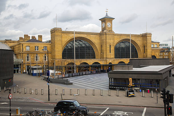 The Kings Cross train station historic victorian style building in London, England