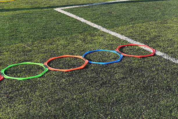 istock soccer equipment sport for training team on artificial grass 2247215902