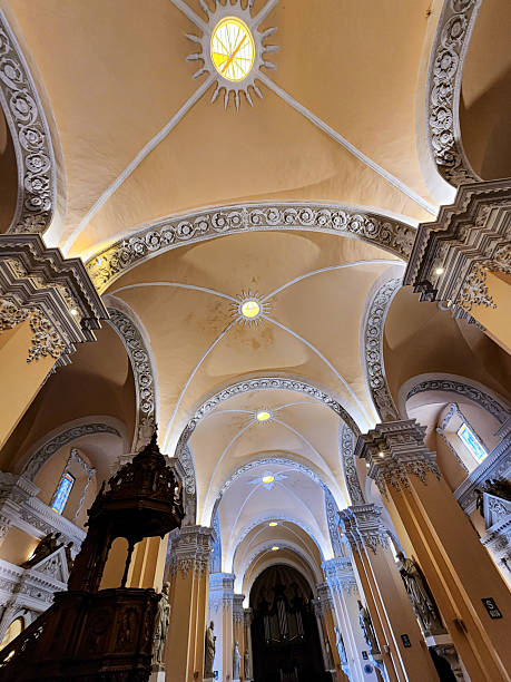 istock Interior view of the ceiling of religious temples with classic architectural designs 2247224264