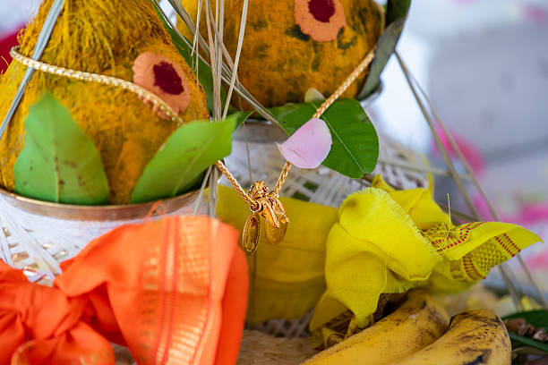istock Indian traditional wedding ceremony ritual items close up 2247226058