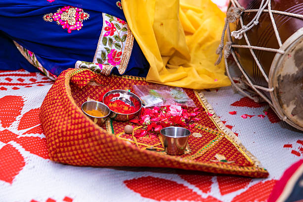 istock Indian traditional wedding ceremony ritual items close up 2247226254