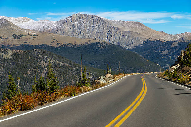 From high on Chief Mountain, an aerial view of Squaw Pass Road in the fall.