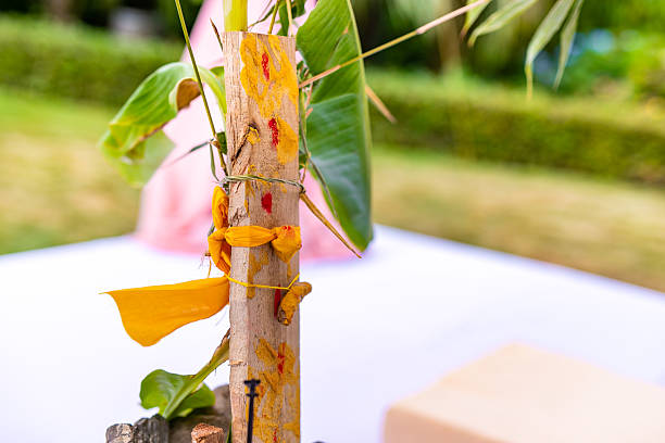 Indian Hindu wedding traditional ritual items close up