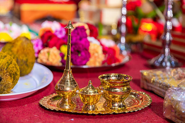 istock Indian Hindu wedding traditional ritual items close up 2247227337
