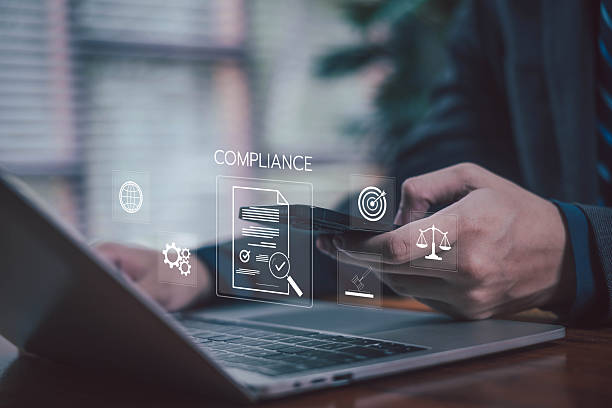 istock Business compliance and regulation concept showing digital document with check mark icon, symbolizing legal standards, corporate governance, risk management, policy, quality control in modern business 2247231668