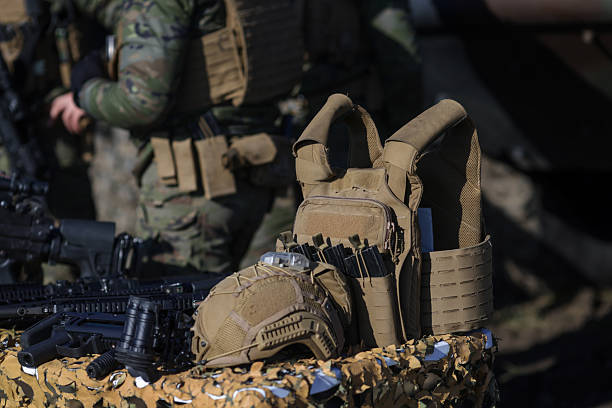 istock Details with a NATO military vest and helmet during a NATO Multinational Exercise. 2247234202