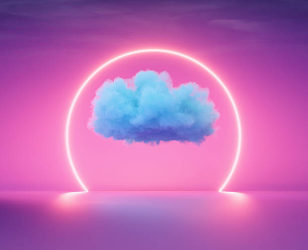 istock Cloud illuminated by pink and purple sunset with glowing horizon at twilight 2247234270
