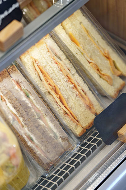 istock Freshly made sandwiches displayed in a cafe refrigerator during lunchtime hours 2247236480