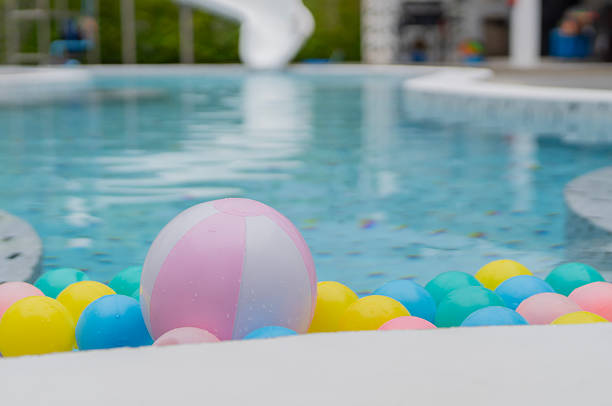 istock Many colorful beach balls floating in a clear blue swimming pool, capturing a fun and summer vacation scene. 2247236816
