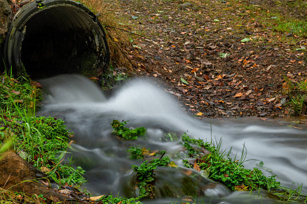 Bystrice small river in Krusne mountains in cloudy autumn cold morning