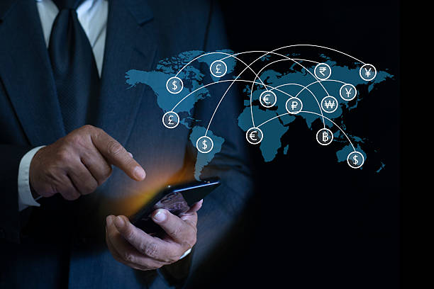 istock Man using smartphone with online financial transactions for overseas spending. Financial and investment concept. money transfer and exchange  global currency concepts. 2247240075