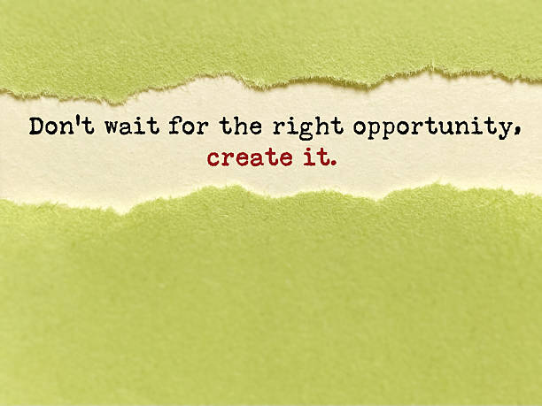 Inspirational torn-paper quote urging action and initiative, set on a soft yellow pastel background.