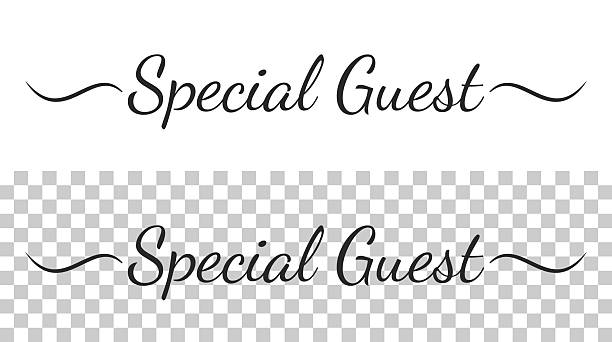 Special Guest. Trendy calligraphy text with swashes on the sides. Handwritten text in black ink, isolated on white and transparent backgrounds for your own design. Vector Illustration (EPS file, well layered and grouped). Easy to edit, manipulate, resize or colorize. Vector and Jpeg file of different sizes.