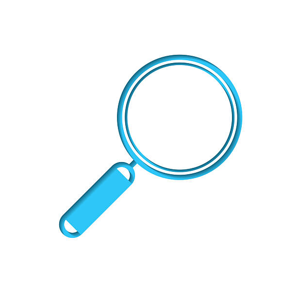 istock Magnifying glass. Icon cut out on white paper with blue background 2247245815