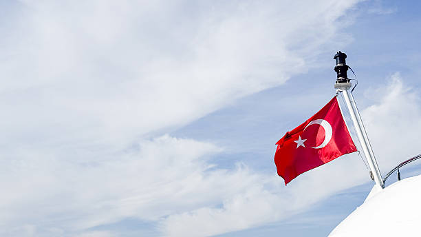 istock A red Turkish flag flutters in the wind against a clear blue sky 2247246340