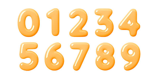 istock Glossy 3d yellow number set in soft balloon style. Shiny inflated digits with smooth candy texture. Bright yellow shapes and playful 3d number forms perfect for kids, celebration and modern design 2247251711
