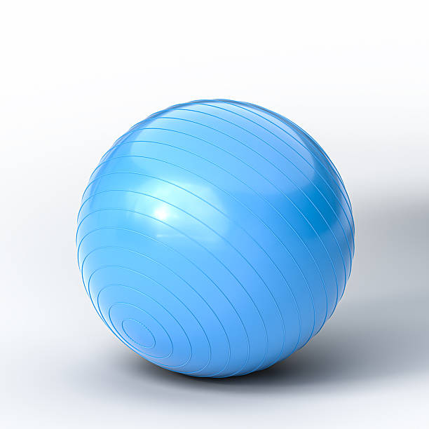 istock Blue fitness ball for exercise and balance training 2247254371