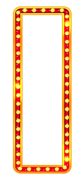 istock Marquee circus rectangle light sign. Casino or carnival glow frame. Retro cinema bulb border in gold vintage style. Broadway show or quiz box. Blank Hollywood billboard isolated on background 2247255293