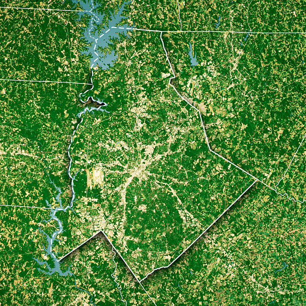 istock Mecklenburg County NC Satellite Topographic Map 3D Render Color Border 2247255631
