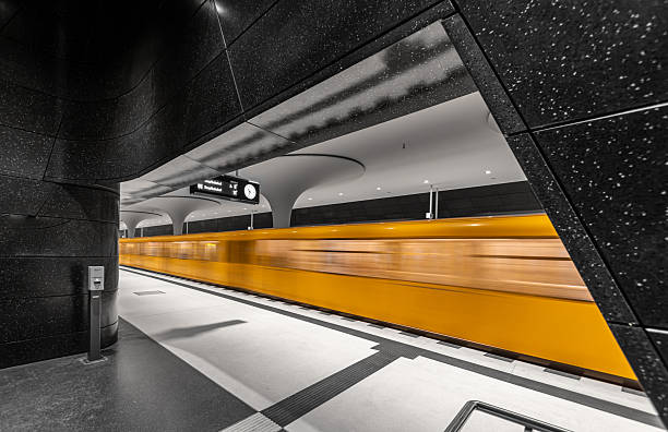 Departing subway train at Rotes Rathaus station