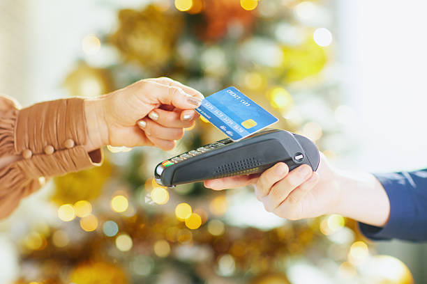 istock Holiday Contactless Payment with Blue Credit Card 2247267775