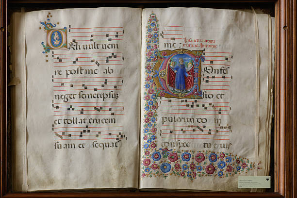 istock Illuminated manuscript page with musical notation - Libreria Piccolomini - Duomo di Siena (Siena Cathedral), Italy 2247269361