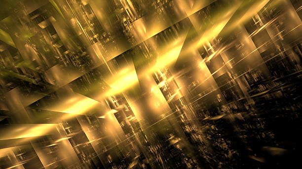 istock Bright golden rays intersect with geometric shapes, creating a stunning abstract design that evokes a sense of movement and modernity in a digital space. 3d render 2247272151
